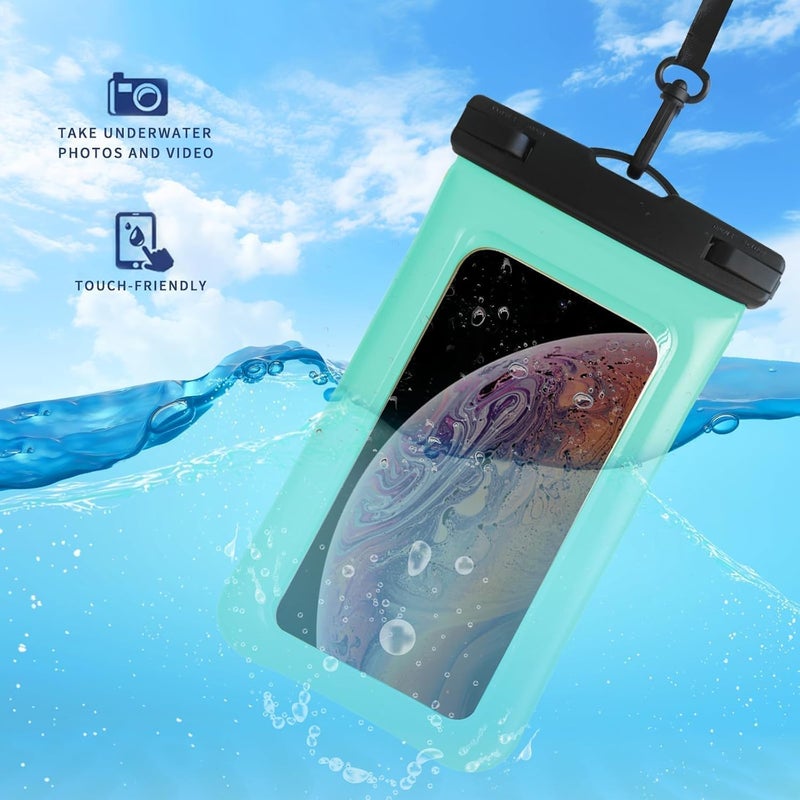 Foweroty Floatable Soap Bubble Waterproof Phone Pouch/Case with Crossbody Lanyard for iPhone 17 Series 16 Pro Max/15 Pro/14/13/12, IP68 Cellphone Dry Bag Beach Cruise Ship Essentials, 1 Pack-Green-7″ - Image 5